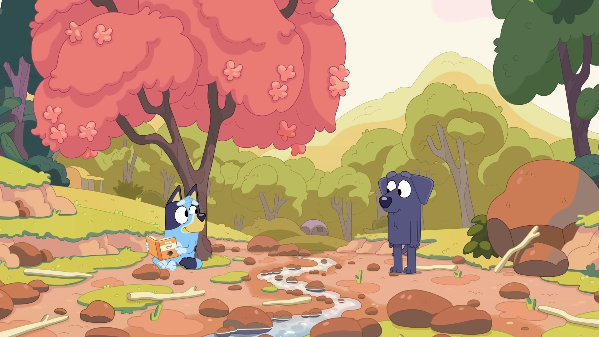 Bluey and Jean-Luc, as teenagers, meet again as Bluey reads one of Muffin's books under the now beautifully grown tree that they had planted together.