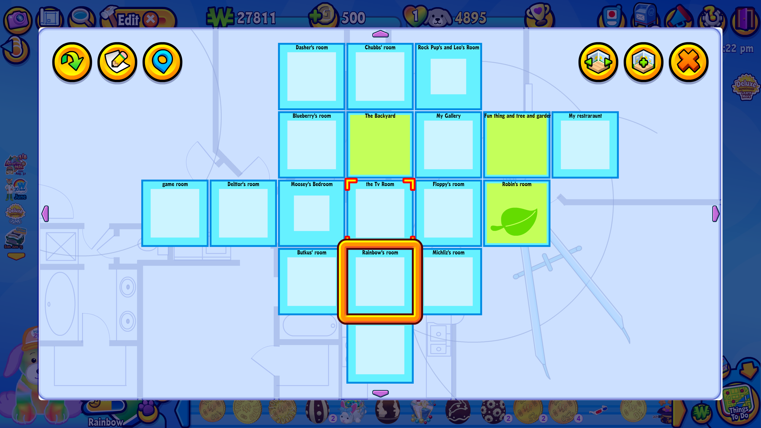 a top down view of a Webkinz room layout